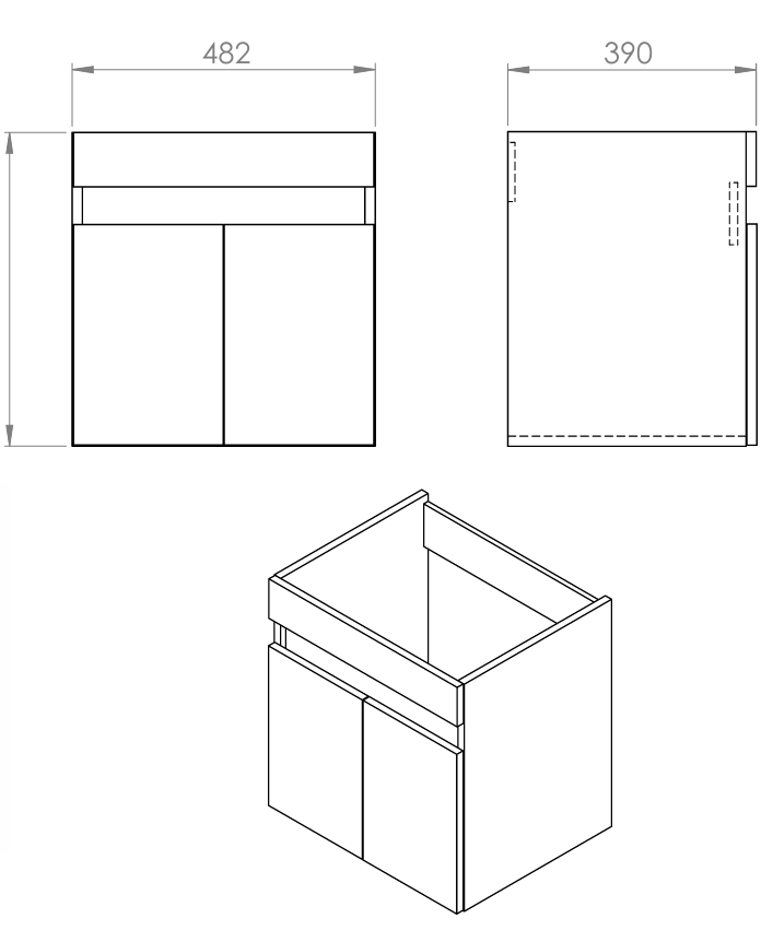 Ex Display - MyStyle Foley 500mm 2 Door Wall Hung Unit & Ceramic Basin