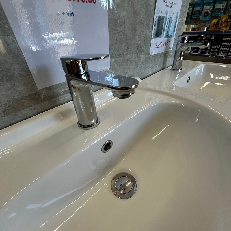 Clearance | White Floor Standing 2 Door Vanity Unit, Basin and Mixer Tap
